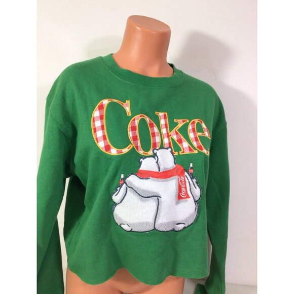 Coca-Cola Polar Bear Cropped Sweatshirt Womans Large New - Picture 2 of 5